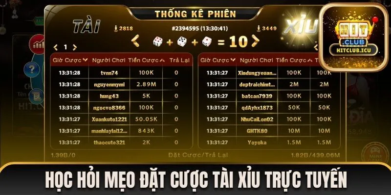 Học hỏi mẹo đặt cược tài xỉu trực tuyến bất bại